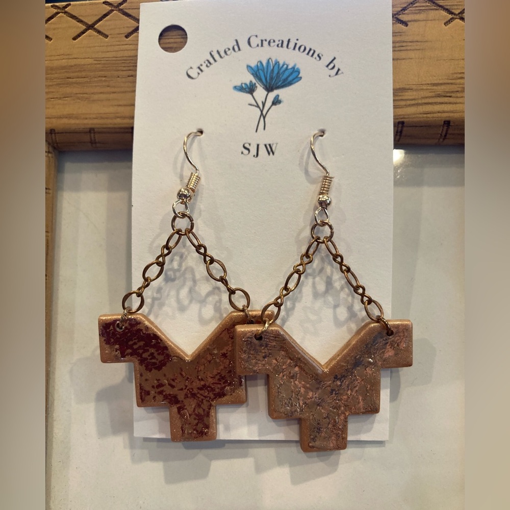 Gold and Brown Geometric Earrings